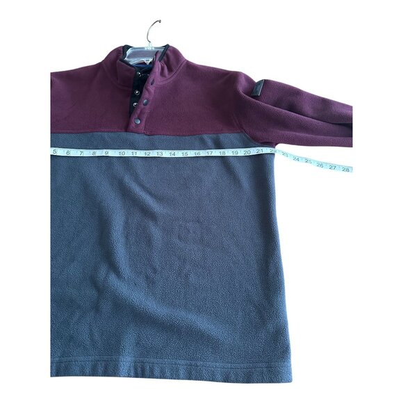 Hawke & Co. Mens Burgundy & Charcoal Quarter Snap Colorblock Pullover Fleece M - Picture 7 of 15